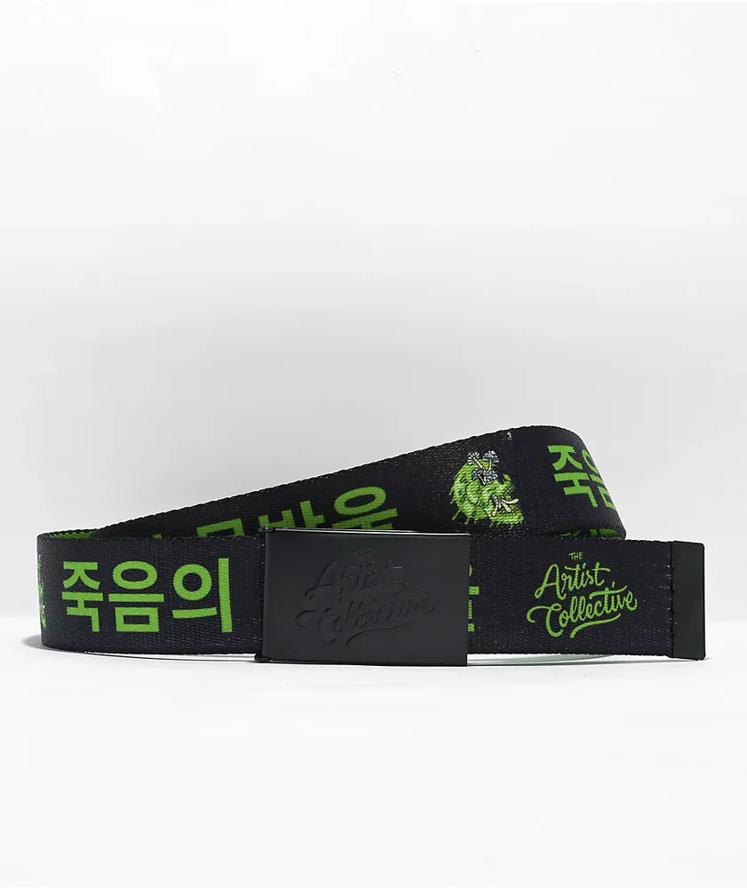 Artist Collective Death Drip Green Web Belt