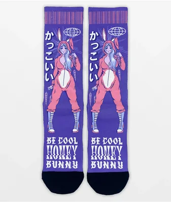 Artist Collective Honey Bunny Purple Crew Socks