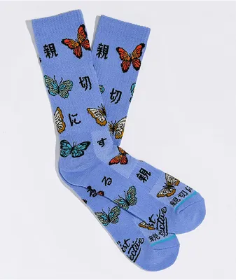Artist Collective Kanji Butterflies Purple Crew Socks