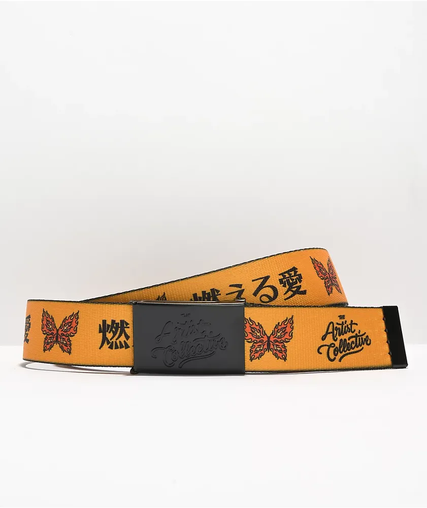 Artist Collective Love Burns Orange Web Belt