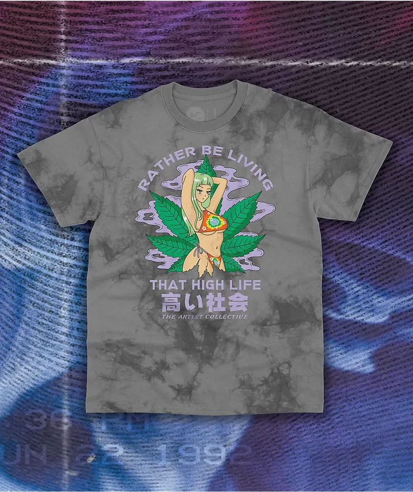 Artist Collective That High Life Grey Tie Dye T-Shirt