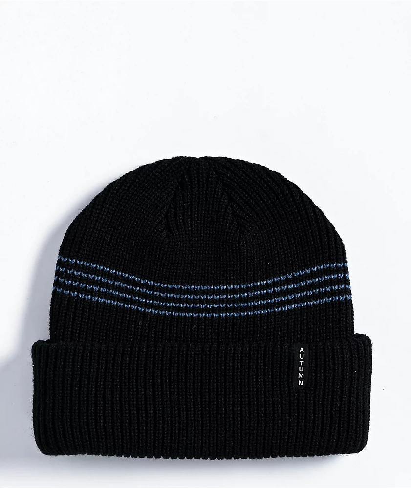 Autumn Mini Stripe Black Beanie