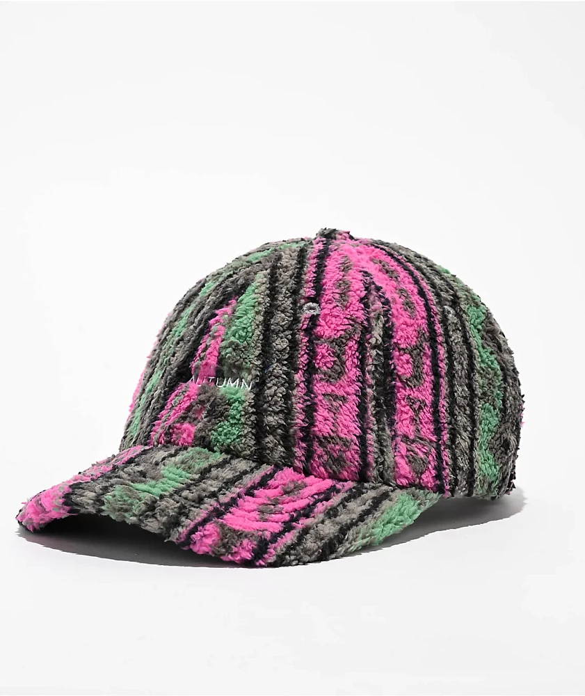 Autumn Sherpa Stone Grey Stripe Strapback Hat