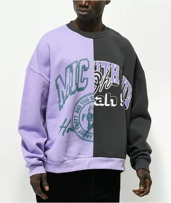 BTS Varsity Black & Purple Split Crew Neck Sweatshirt