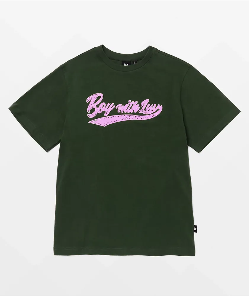 BTS Varsity Boy With Luv Olive Green T-Shirt