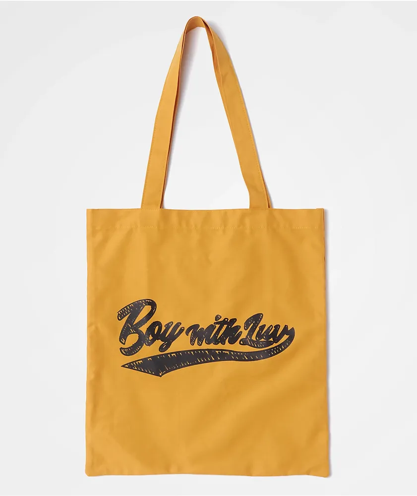 BTS Varsity Boy With Luv Yellow Tote Bag