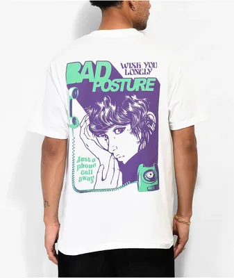 Bad Posture Phone Call Away White T-Shirt