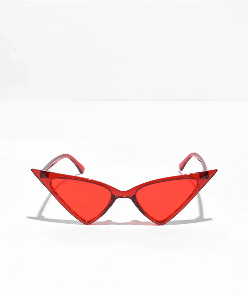 Basic Triangle Red Cat Eye Sunglasses