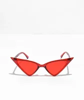 Basic Triangle Red Cat Eye Sunglasses