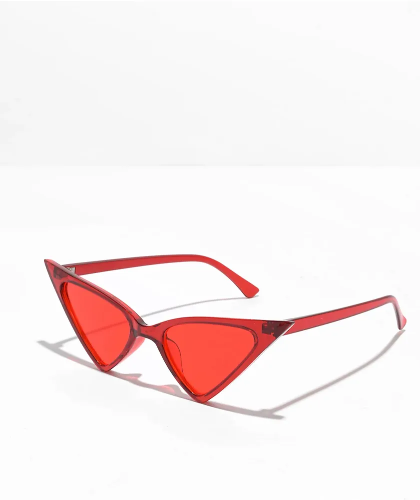 Basic Triangle Red Cat Eye Sunglasses