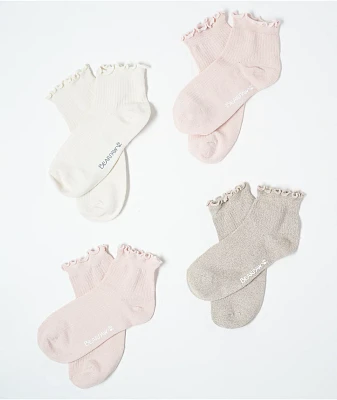 Bearpaw 4 Pack Ruffle Ankle Socks