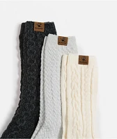 Bearpaw Boot Cable 3 Pack Crew Socks