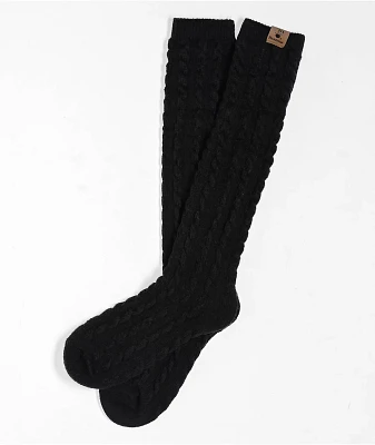 Bearpaw Cable Black Knee High Socks