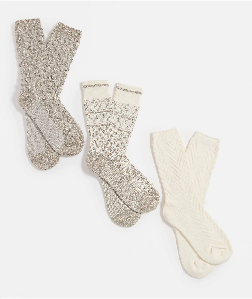Bearpaw Diamond Fair Isle 3 Pack Crew Socks