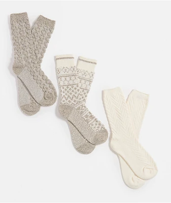 Bearpaw Diamond Fair Isle 3 Pack Crew Socks