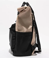 Bearpaw Flap Top Two-Tone Beige & Black Tote Backpack