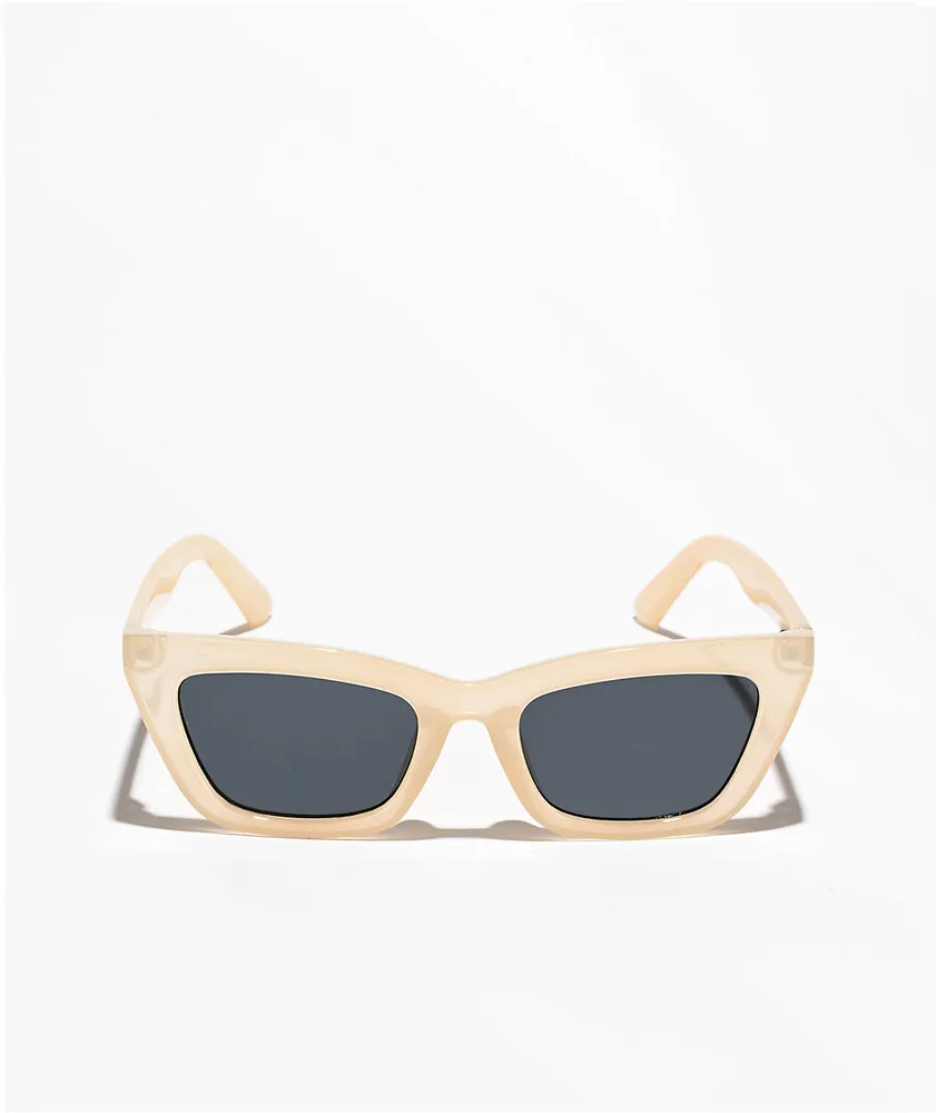 Beige Rectangle Point Sunglasses