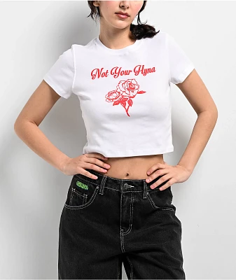 Bella Dona Not Your Hyna White Crop T-Shirt