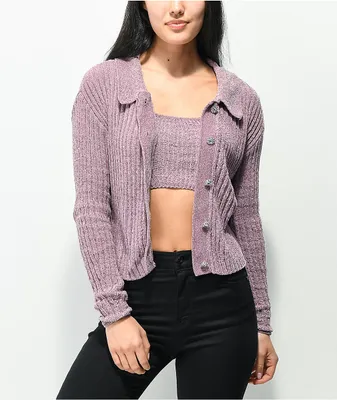 Relaxed Cropped V-Neck Cardigan