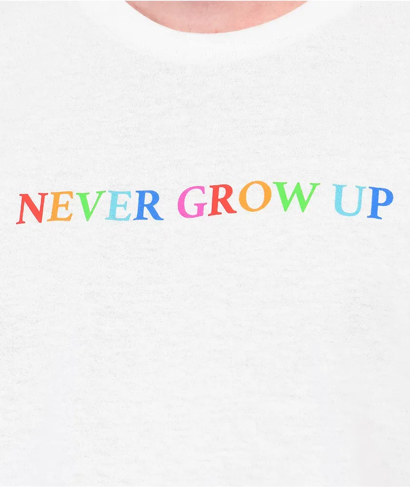 Benitez by Baylen Levine Never Grow Up White T-Shirt