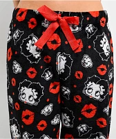 Betty Boop Kisses Black & Red Plush Lounge Pants