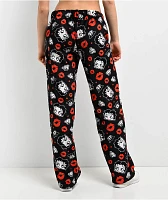 Betty Boop Kisses Black & Red Plush Lounge Pants