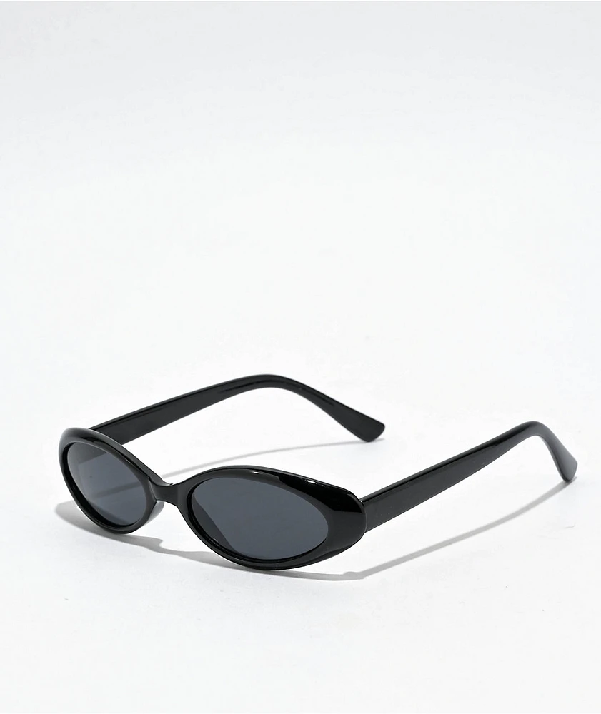 Black Mini Oval Sunglasses