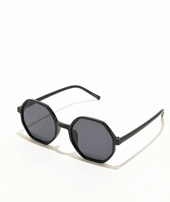 Black Plastic Geometric Sunglasses
