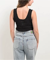 Blu Pepper Buttoned Black Tank Top