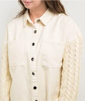 Blu Pepper Contrast Knit White Jacket