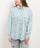 Blu Pepper Pinstripe Blue Chambray Button Up Shirt