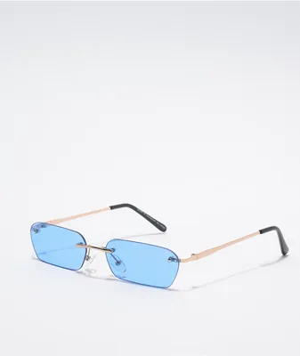 Blue & Gold Rectangle Sunglasses