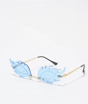 Blue Feather Sunglasses