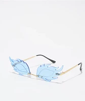 Blue Feather Sunglasses