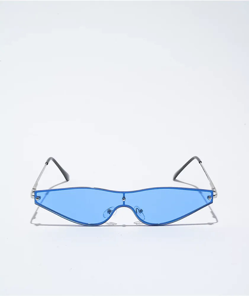Blue Frameless Cateye Sunglasses
