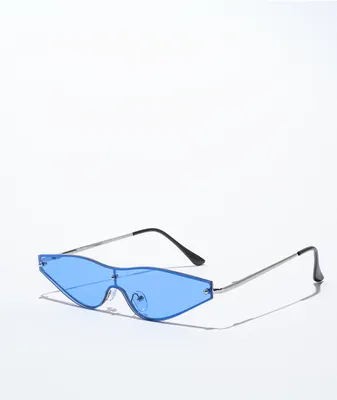 Blue Frameless Cateye Sunglasses