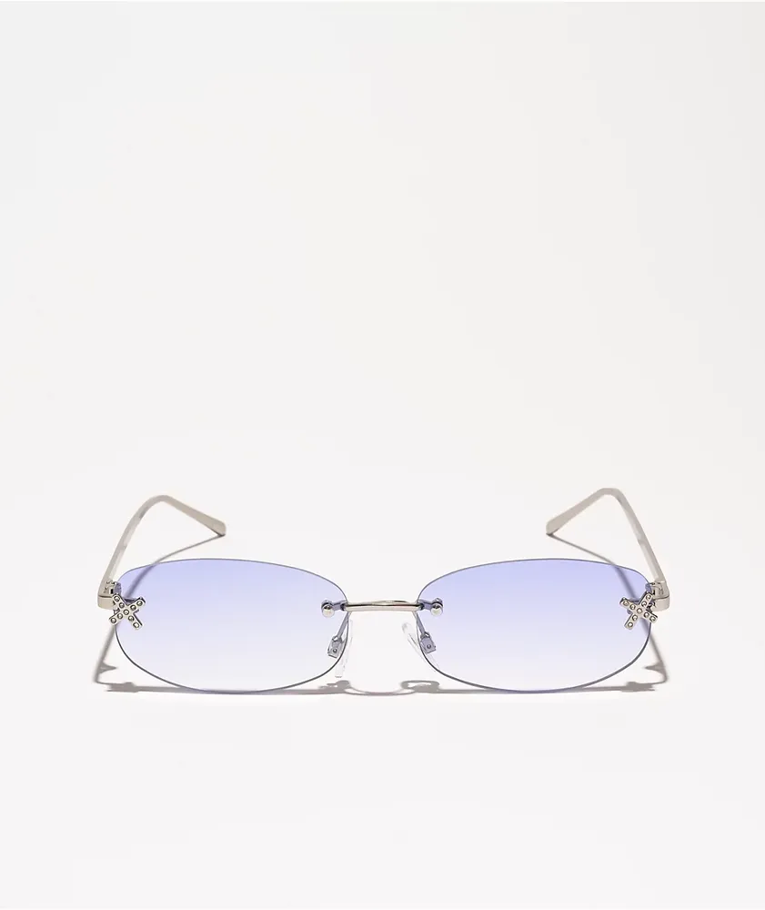 Blue Oval Wire Sunglasses