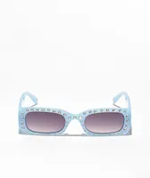 Blue Stud Rectangle Sunglasses