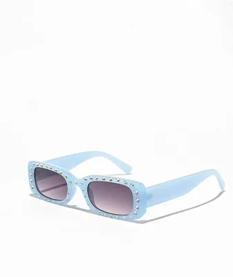 Blue Stud Rectangle Sunglasses