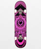 Blueprint Home Heart 7.75" Pink Skateboard Complete