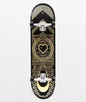 Blueprint Home Heart 8.12" Black & Gold Skateboard Complete