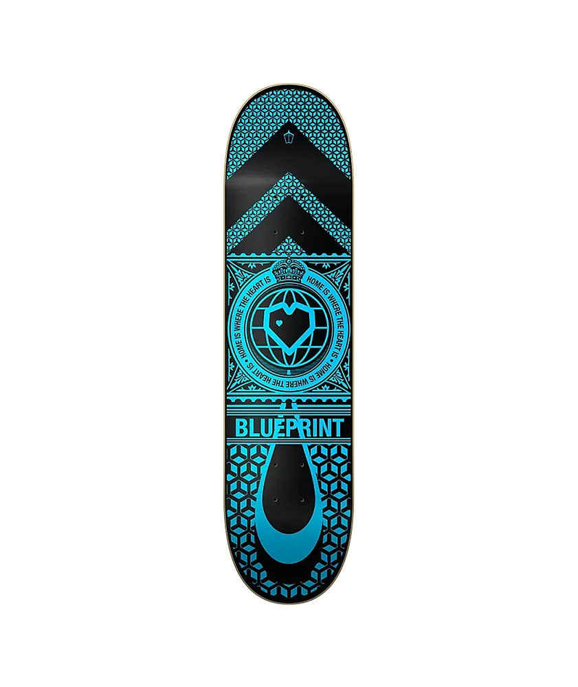 Blueprint Home Heart 8.25" Black Skateboard Complete