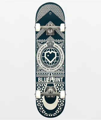 Blueprint Home Heart Navy & White 8.0" Skateboard Complete
