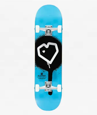 Blueprint Spray Heart Blue 8.0" Skateboard Complete