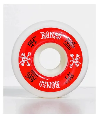 Bones 100 Ringers 54mm Red & White Skateboard Wheels