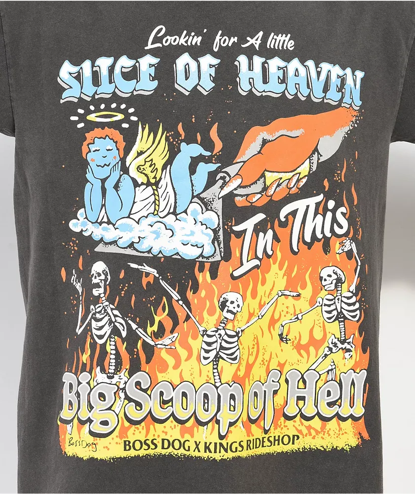 Boss Dog Slice Of Heaven in Hell Black Wash T-Shirt