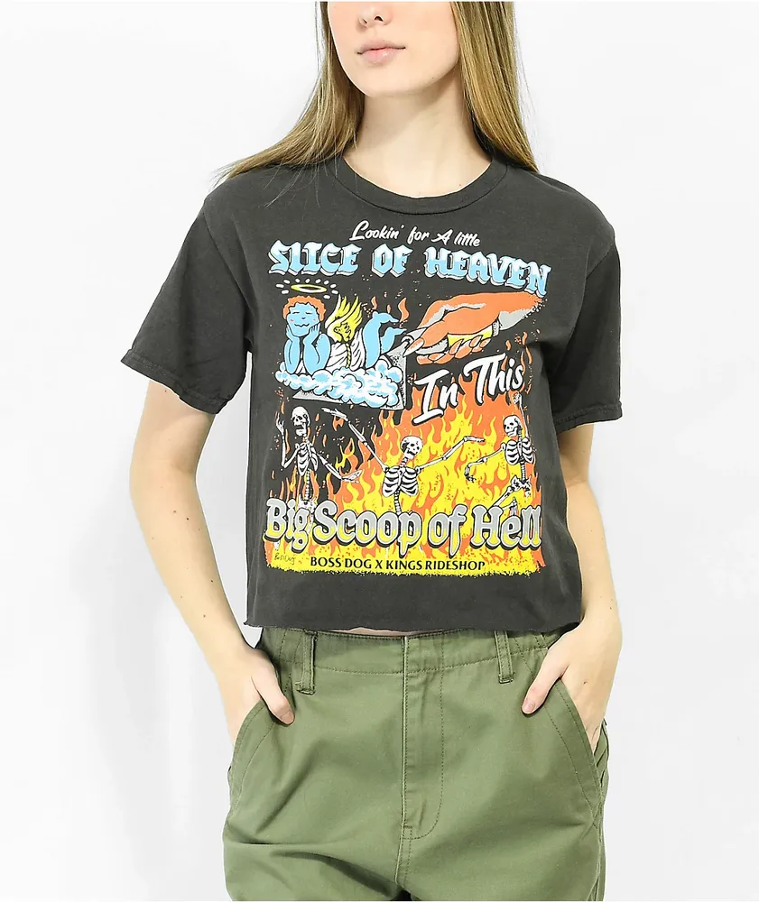 Boss Dog x Kings Rideshop Slice Of Heaven Black Wash Crop T-Shirt