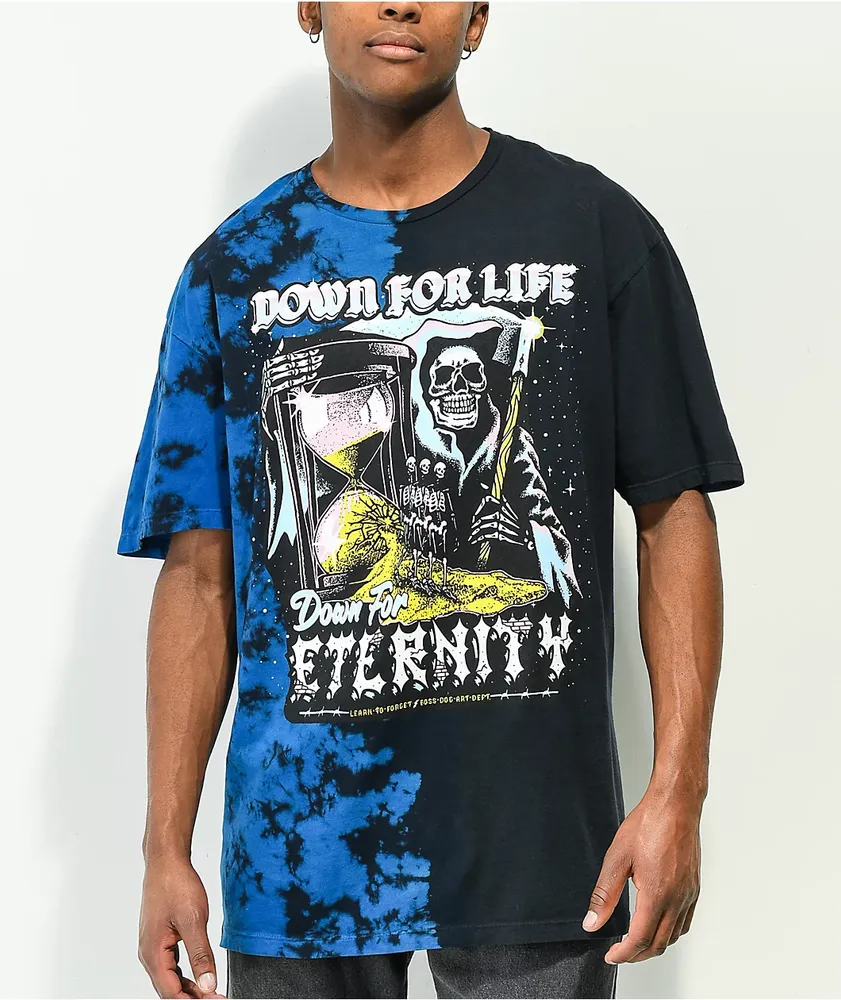 Boss Dog x Learn To Forget Down For Life Black & Blue Tie Dye T-Shirt