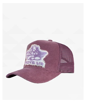 Boys Lie Aura Purple Corduroy Trucker Hat