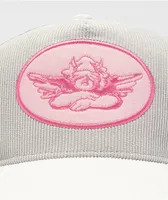 Boys Lie Luna White, Grey & Pink Corduroy Trucker Hat
